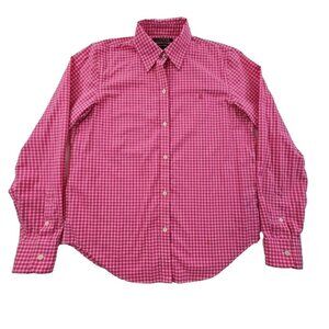 Lauren Ralph Lauren Green Label Shirt Women's Small Pink Check Long Sleeve EUC